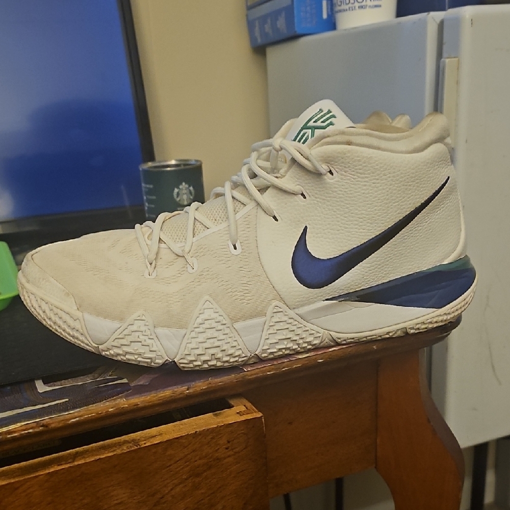 Nike White and Navy High-Top Sneakers